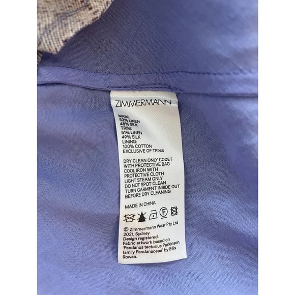 Zimmermann Purple Floral Long Sleeve Dress Size 0 - Picture 13 of 16